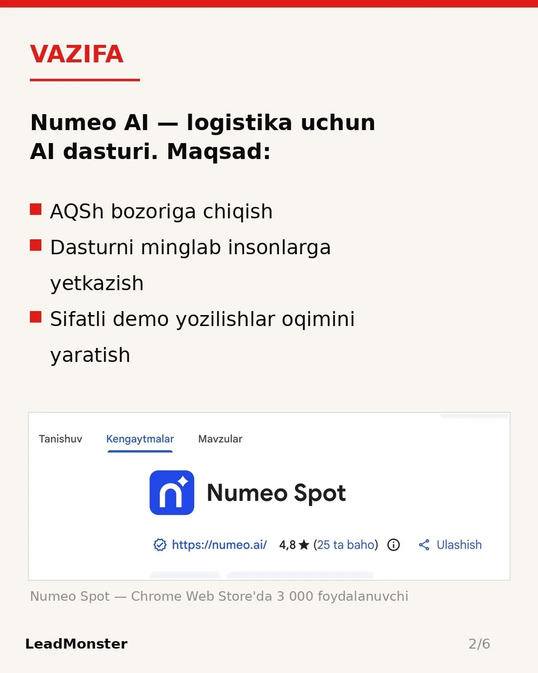 Numeo AI keysi — 2-slayd